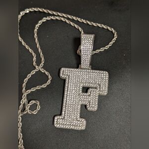 Silver Initial F Pendant Necklace